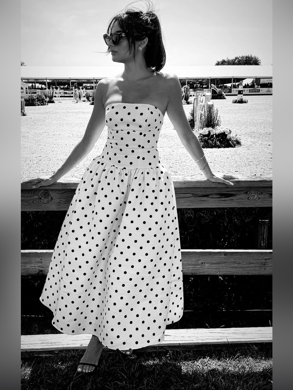 Dalia MacPhee Strapless Satin Polka Dot Midi Dress Size M NWT